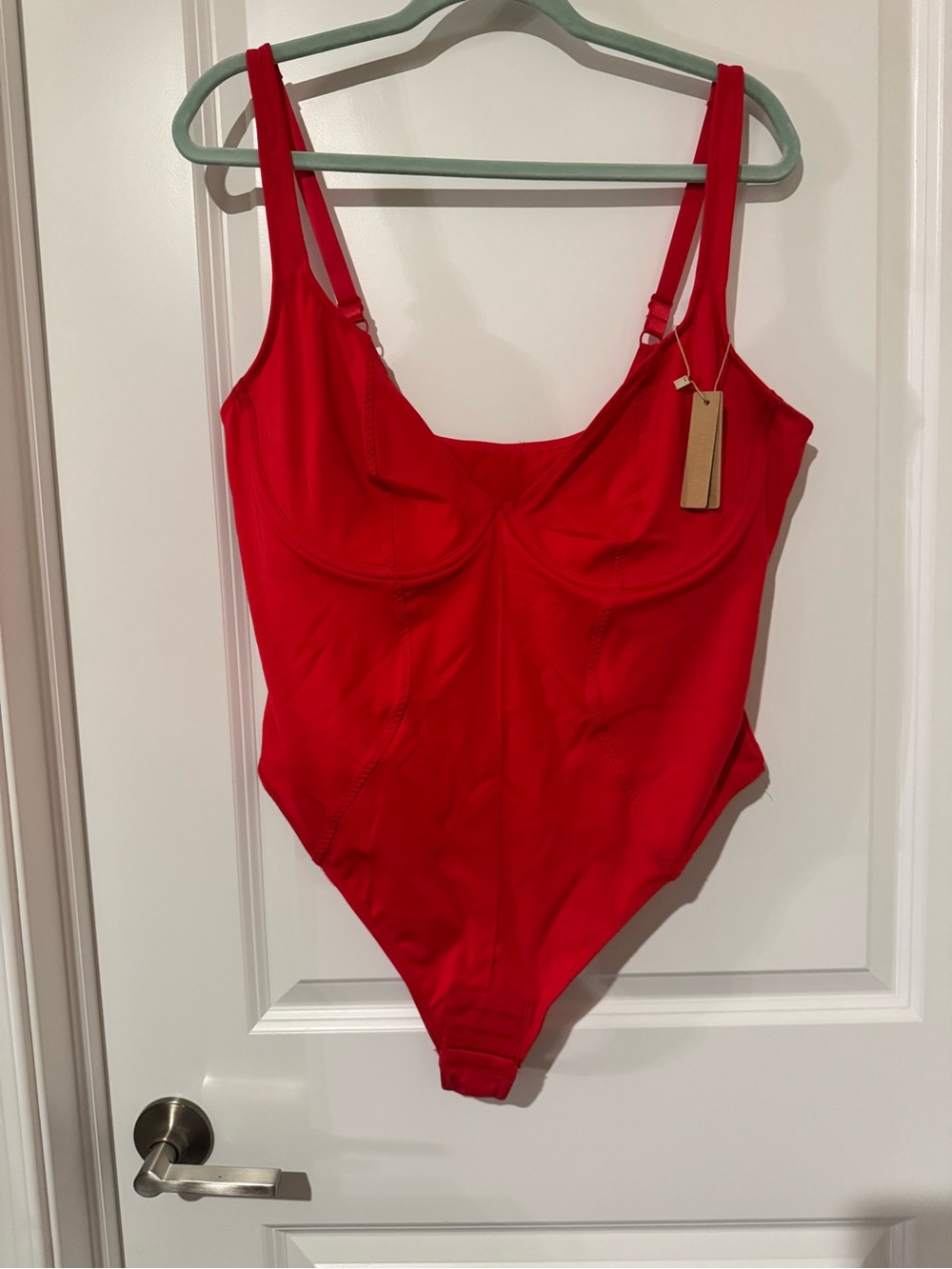 Red Underwire Scoop-Neck Bodysuit